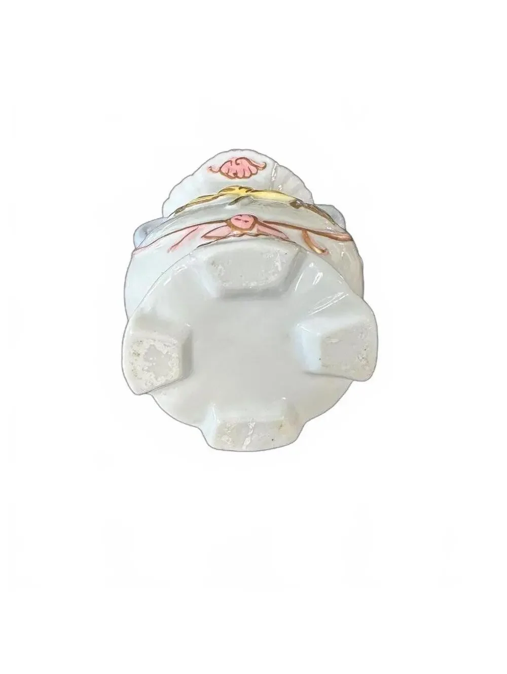 Vintage Miniature Porcelain Vase with Floral Design and Gold Trim